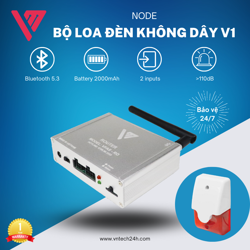 Loa đèn không dây báo cháy V1